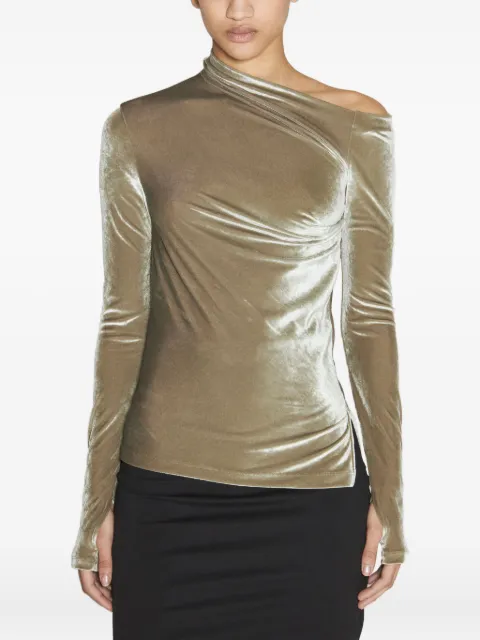 Helmut Lang draped velvet top Green N07HW502