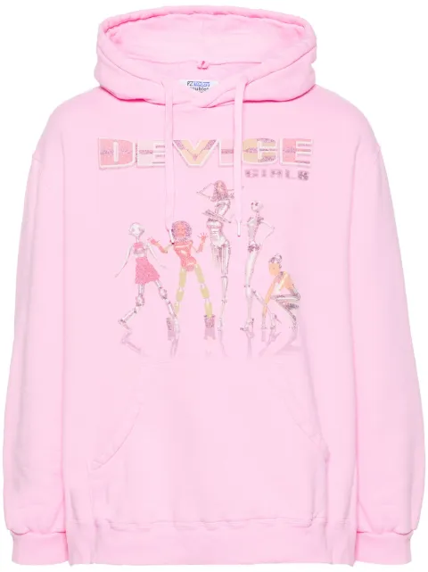 Doublet graphic-print cotton hoodie Pink 24SS30CS325
