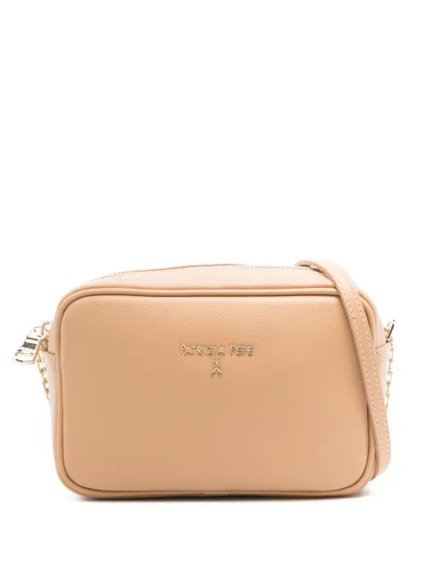 Patrizia Pepe logo-lettering leather crossbody bag Neutrals CB0071L001