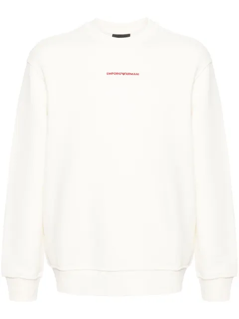 Emporio Armani logo-embroidered cotton sweatshirt White 3D1MEC1JODZ