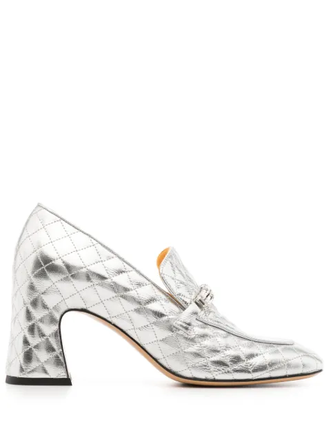 Madison Maison 70mm quilted leather pumps Silver MD100