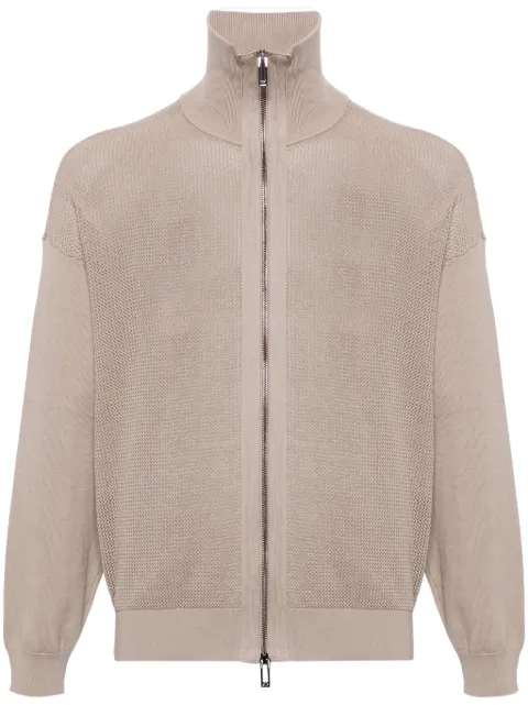 Emporio Armani zip-up cotton cardigan Neutrals 3D1MXS1MQCZ