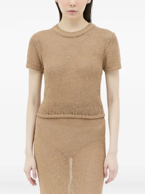 Aya Muse open-knit T-shirt Brown AMR2418