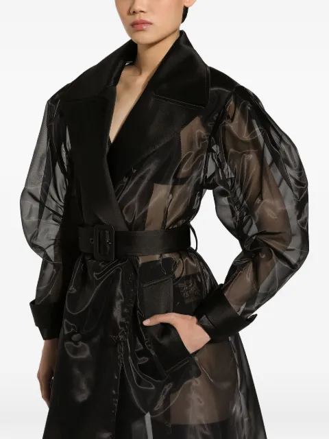 Dolce & Gabbana long double-breasted organza trench-coat Black F0D1OTFUMG9