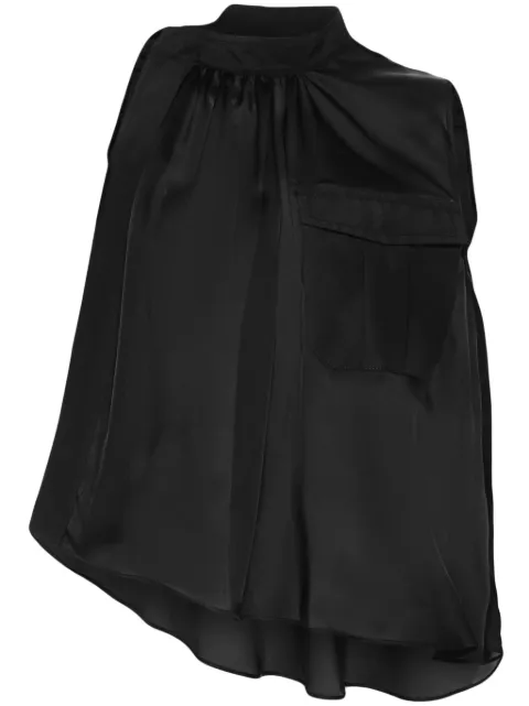 sacai asymmetric satin top Black 2407225