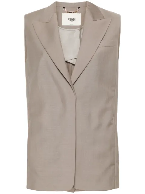 FENDI embroidered-logo mohair-wool waistcoat Brown FT5990S9A