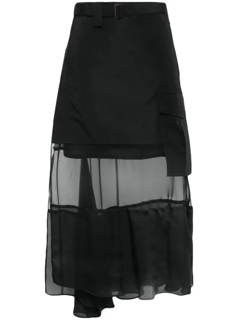 sacai asymmetric midi skirt Black 2407226