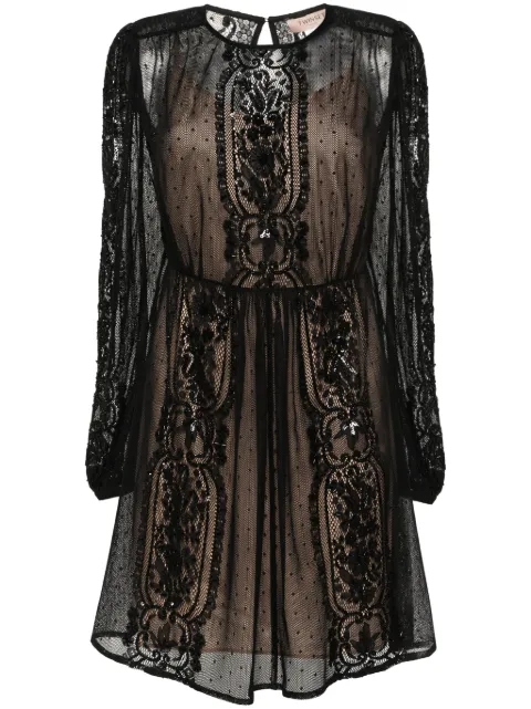 TWINSET floral-lace mini dress Black 241TP2030