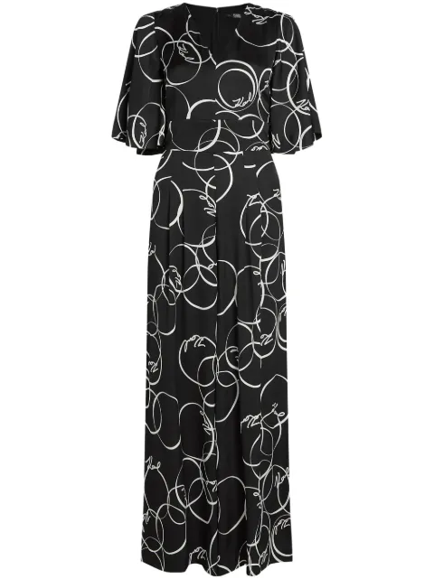 Karl Lagerfeld circle-print wide-leg jumpsuit Black 245W1307R63