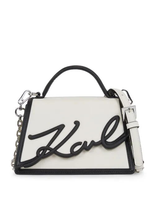 Karl Lagerfeld Signature leather top-handle bag White 245W3072101