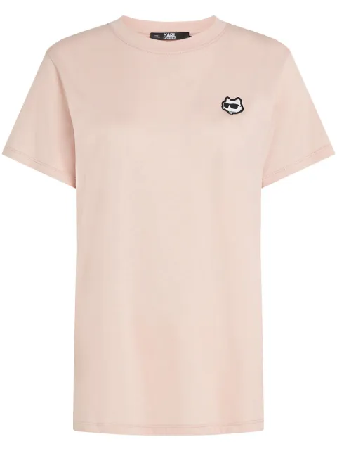 Karl Lagerfeld Ikon logo-appliqué T-shirt Pink 245W1712567