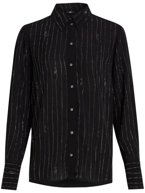 Karl Lagerfeld pinstriped rhinestone-embellished shirt Black 245W1602999