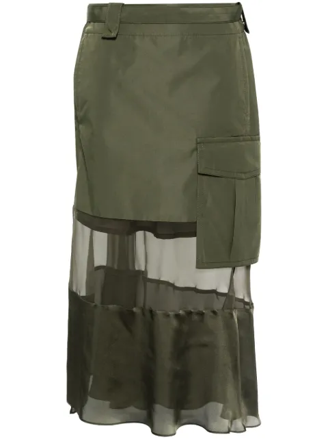 sacai belted panelled asymmetric skirt Green 2407226