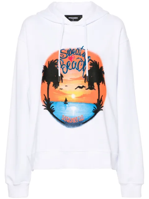 DSQUARED2 Cool Fit graphic-print hoodie White S72GU0450S25551