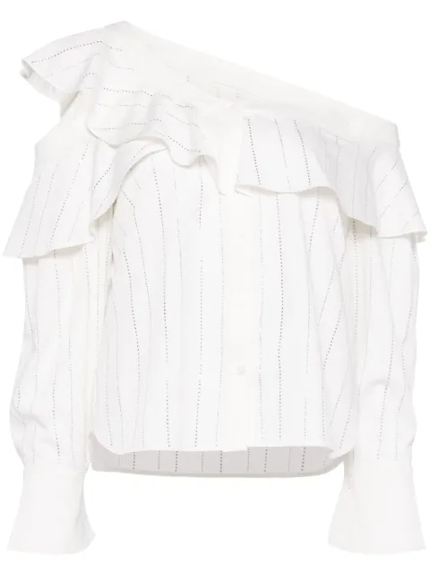 Self-Portrait rhinestone-striped top White SS24184TAW