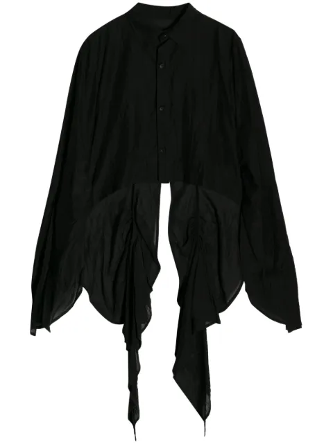 Yohji Yamamoto asymmetric cotton-silk shirt Black FSB07022