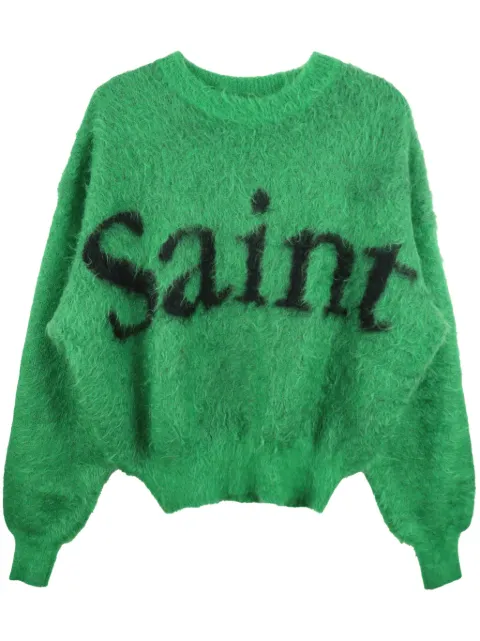 SAINT MXXXXXX intarsia-knit mohair-blend jumper Green SMA230000043