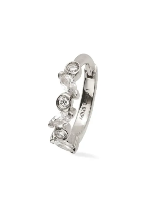 Lark & Berry 14kt white gold medium Veto diamond and sapphire hoop earring Silver LBDJ0858
