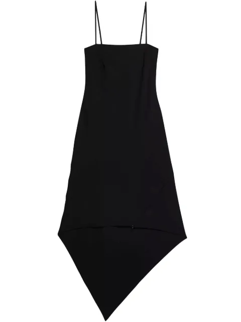 Helmut Lang asymmetric virgin wool midi dress Black O01HW601