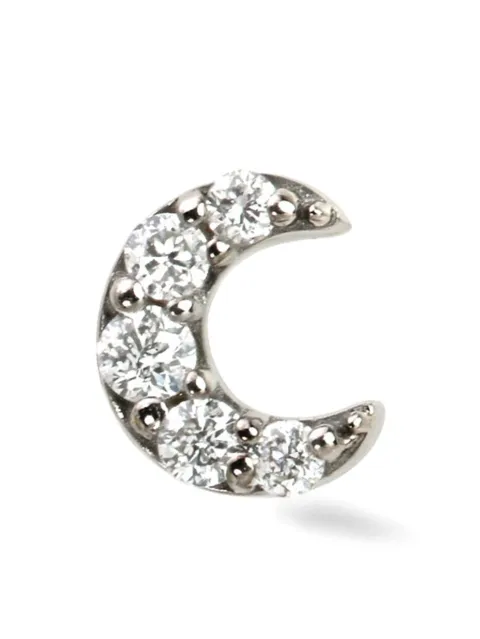 Lark & Berry 14kt white gold mini Moon diamond stud earring Silver LBP22015