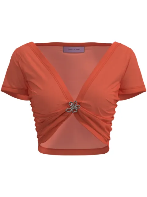 Maccapani Angela gathered-detail cropped top Orange 24EM2M0F110