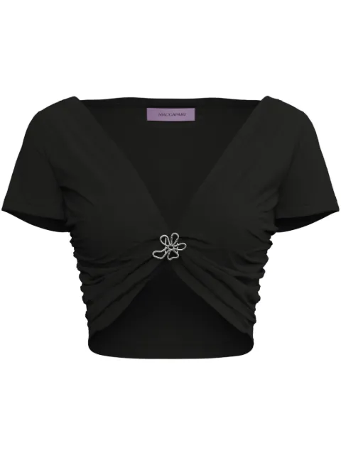 Maccapani Angela gathered-detail cropped top Black 24EM2M0F110