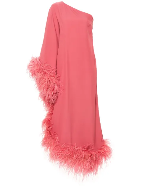 Taller Marmo Ubud feather-trim dress Pink TMCORE02301
