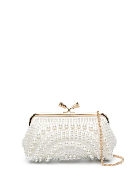 Anya Hindmarch Maud pearl-embellished clutch Neutrals 5050925190817