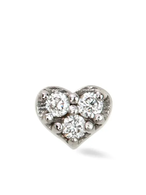 Lark & Berry 14kt white gold mini Heart diamond stud earring Silver LBP22018