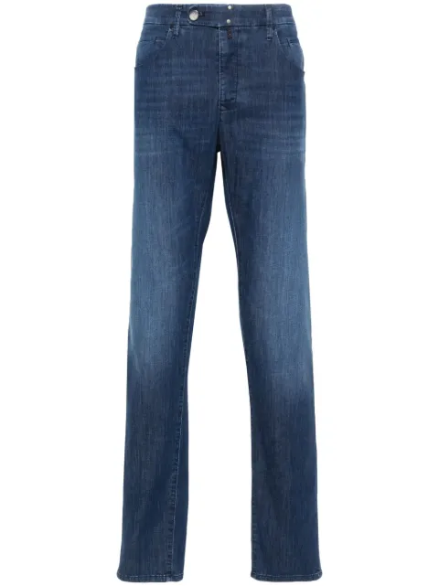 Incotex logo-patch tapered jeans Blue BDPX0001SLIML00517
