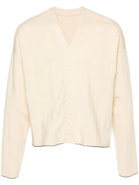 Jacquemus pleated ribbed cardigan Neutrals 245KN2982355115