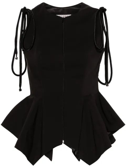V:PM ATELIER Koa strap-detail peplum top Black SSVPM02B
