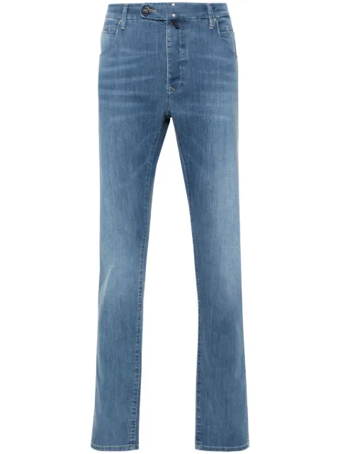 Incotex logo-patch tapered jeans Blue BDPX0001SLIML00517