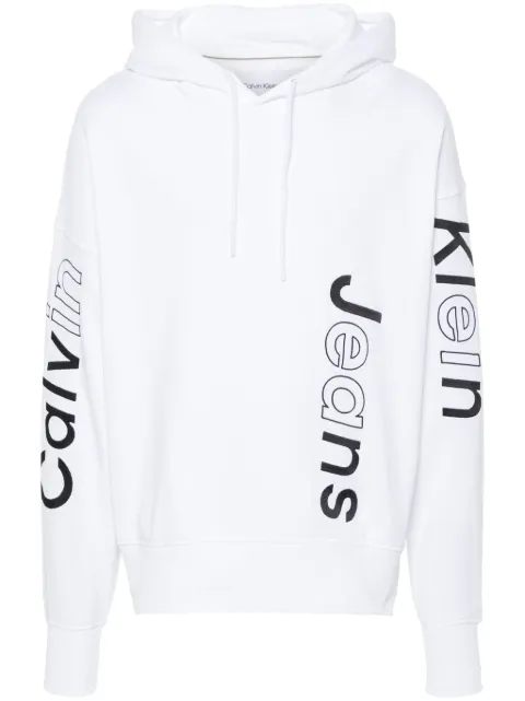 Calvin Klein logo-embroidered cotton hoodie White J30J325430YAF