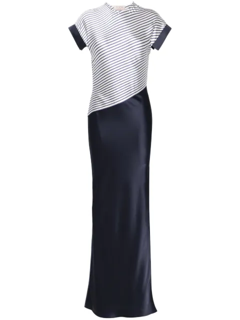 V:PM ATELIER striped satin maxi dress Blue SSVPM16