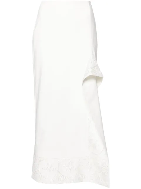 V:PM ATELIER Lynn floral-embroidered pencil skirt White SSVPM04