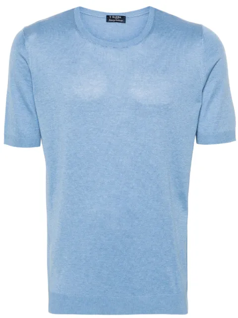 Barba fine-knit silk T-shirt Blue 2350343512
