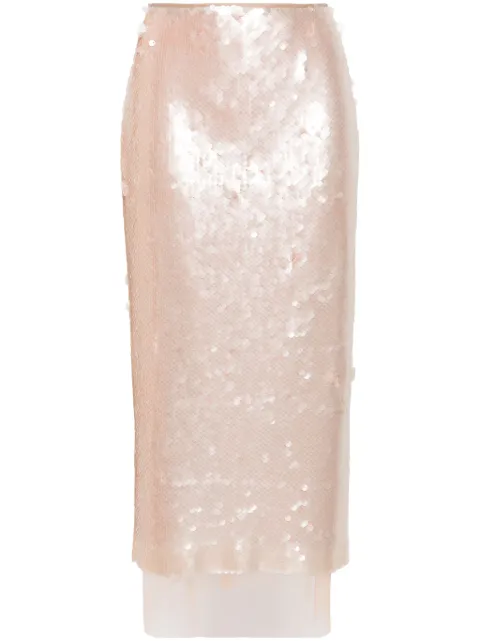 V:PM ATELIER Citrus sequinned pencil skirt Neutrals SSVPM06N