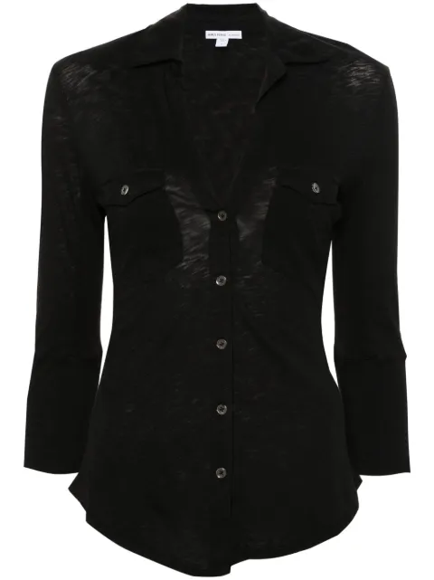 James Perse classic-collar cotton cardigan Black WUA3042