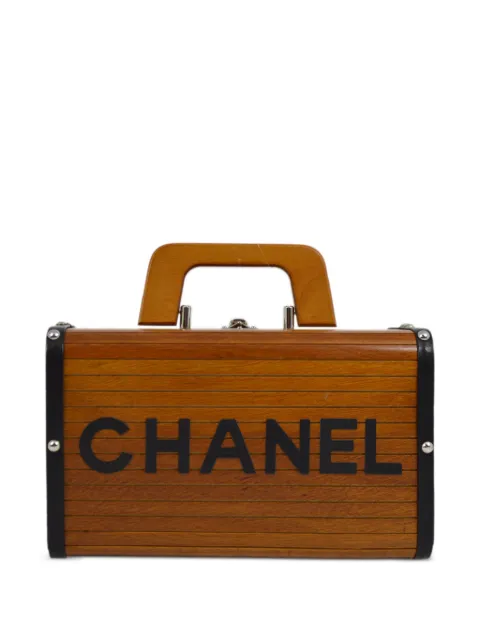 CHANEL Pre-Owned 1995 logo-print wood vanity bag Brown 3987154