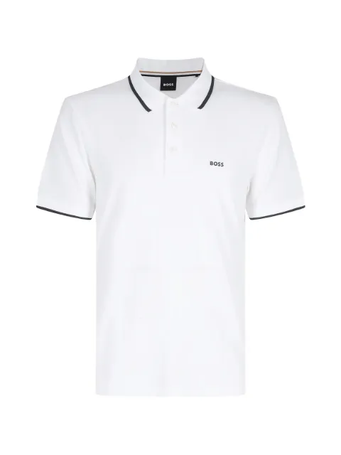 BOSS logo-rubberised cotton polo shirt White 50494697