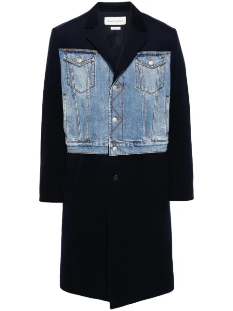 Alexander McQueen Hybrid single-breasted coat Blue 765947QTAAA