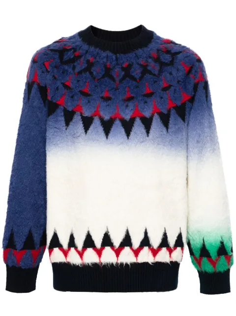 sacai patterned-jacquard knitted jumper Blue 2403334M