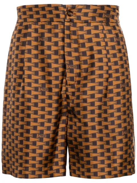 Bally Pennant-print silk shorts Brown MTR01NSE085