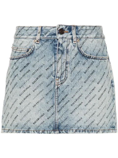 Balenciaga logo-print denim mini skirt Blue 744972TQW66