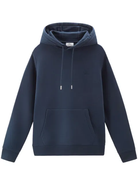 Woolrich logo-embroidered cotton hoodie Blue CFWOSW0224MRUT3684