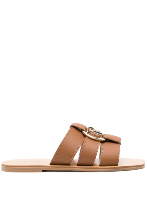 LIU JO logo-plaque leather slides Brown SA4119P010200320