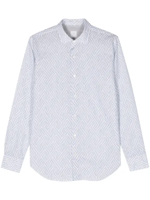 Eleventy geometric-print button-up shirt Blue I75CAMH11TES0I251