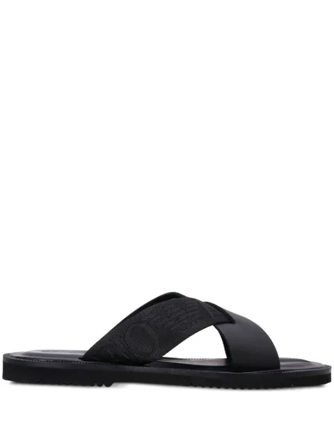 Emporio Armani logo-strap leather sandals Black X4P124XN787