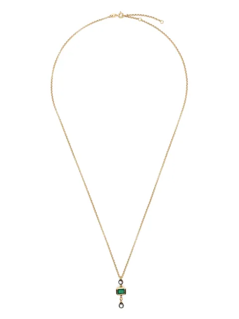 LEANDRA 18ky yellow gold Alegra emerald and diamonds necklace Gold PYS0034CDE401